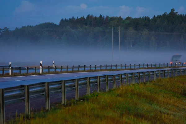 Oxelosund Schweden Eine Autobahn Bei Sonnenaufgang Und Verkehr — Stockfoto
