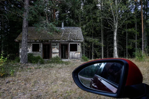 Torsby Sweden Old Abandoned House Forest Rear View Mirror — Stock Photo, Image