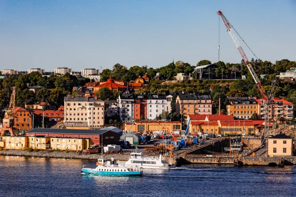 Stockholm Švédsko Září 2020 Osobní Trajekty Projíždějí Kolem Ostrova Beckholmen — Stock fotografie