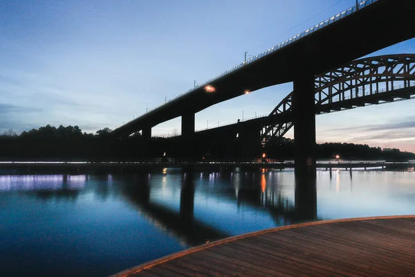 Stockholm Zweden Arsta Treinbruggen Bij Zonsopgang — Stockfoto