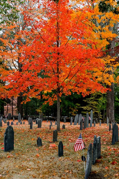 Concord Massachusetts Eua Cemitério South Burying Ground Centro Cidade Com — Fotografia de Stock
