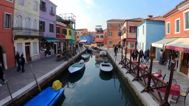 Burano Italy February 2018 Colourful Houses Burano Island Venice Canal — Stock Video