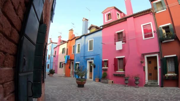 Casas Coloridas Isla Burano Venecia Las Casas Multicolores Son Una — Vídeo de stock