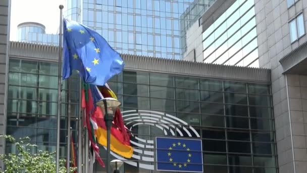 Brüssel Belgien Juli 2018 Gebäude Des Europäischen Parlaments Brüssel Belgien — Stockvideo