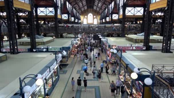 Budapest Ungern Juli 2018 Stora Saluhallen Eller Central Market Hall — Stockvideo