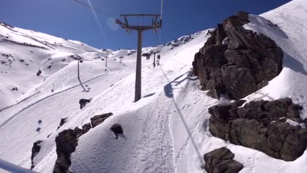 Sierra Nevada Hiszpania Kwietnia 2018 Widok Wyciągu Powietrznego Lub Kolejki — Wideo stockowe