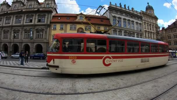 Prague Czech Republic July 2018 Old Tram Standing Old Town — Stock Video
