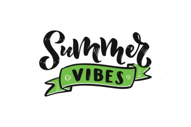 Beyaz arka plan üzerinde Yaz el yazısı fırça kaligrafik yazı kompozisyonu. Vektör çizimi