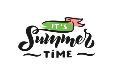 Beyaz arka plan üzerinde Yaz el yazısı fırça kaligrafik yazı kompozisyonu. Vektör çizimi