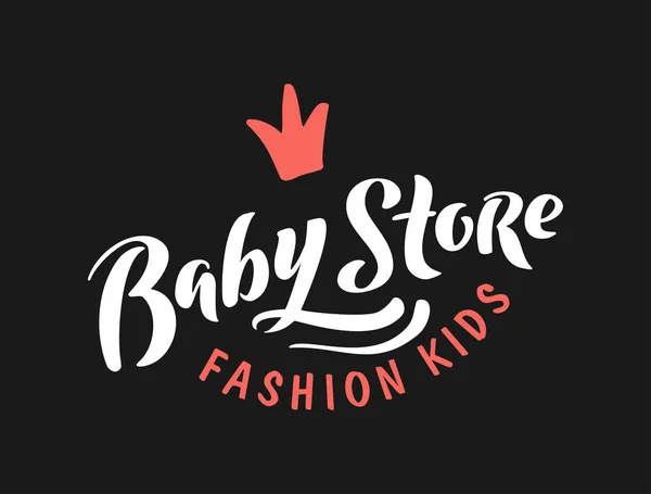 Moda Crianças Modelo Desenhado Mão Baby Store Fundo Preto Ilustração —  Vetores de Stock