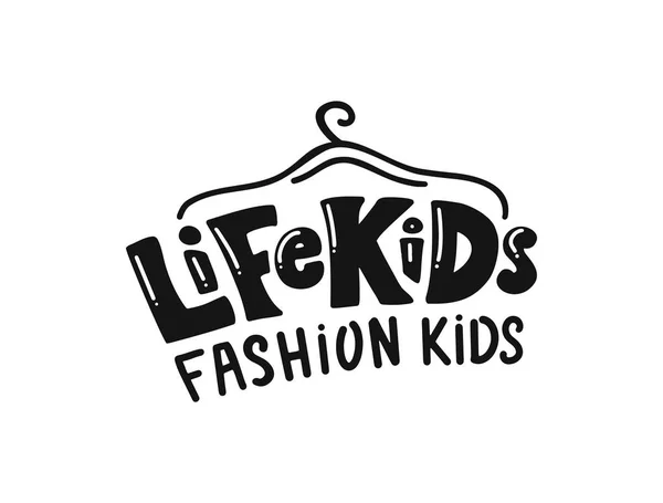 Cabide Desenhado Mão Com Letras Life Kids Fundo Branco Ilustração —  Vetores de Stock