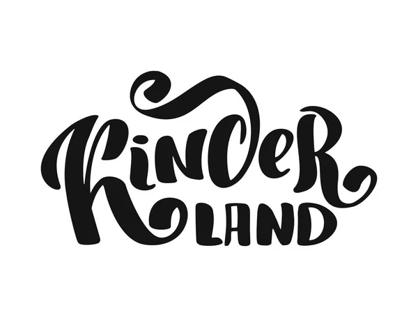 Hand Drawn Lettering Kinder Land Pastel Background Vector Illustration ...