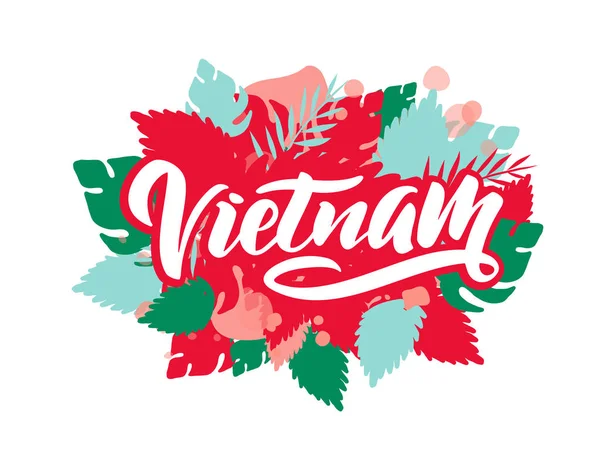 Wietnam Kaligraficzny Napis Białym Tle Ilustracja Wektorowa — Wektor stockowy