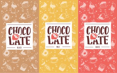Çikolata elle çizilmiş yazı logosu. Vektör çizimi