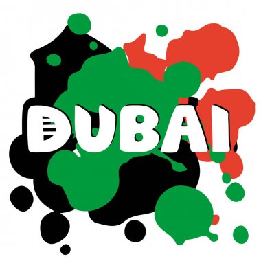 Yazı ile Dubai logosu. Vektör çizimi