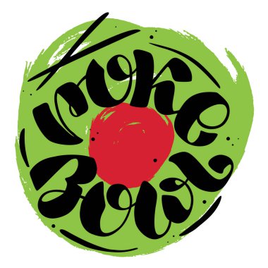 Restoran için Poke Bowl Logosu. Vektör Tasarım Elemanı