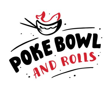Restoran için Poke Bowl Logosu. Vektör Tasarım Elemanı