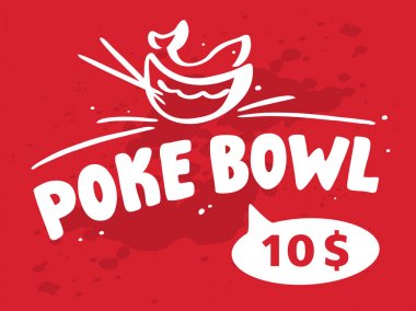 Restoran için Poke Bowl Logosu. Vektör Tasarım Elemanı