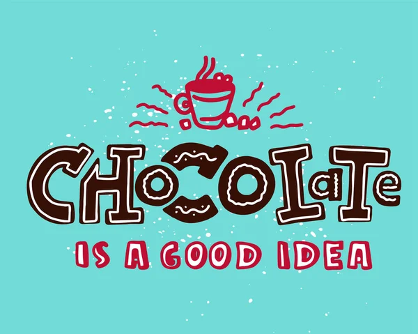 Logo Lettré Chocolat Dessiné Main Illustration Vectorielle — Image vectorielle