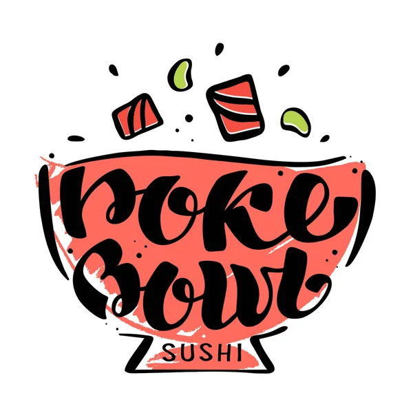 Poke Bowl Logo Para Restaurante Elemento Design Vetorial —  Vetores de Stock