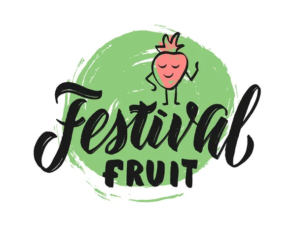 Letras Vectoriales Dibujadas Mano Fruta Del Festival Para Fiesta Ilustración — Vector de stock