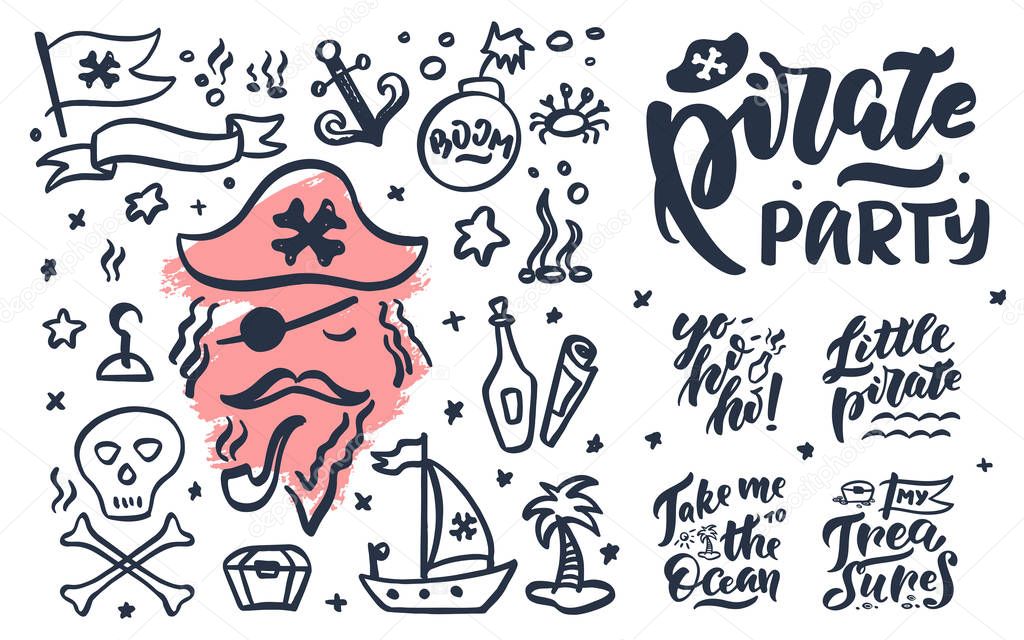 Hand-drawn lettering set. Vector illustration