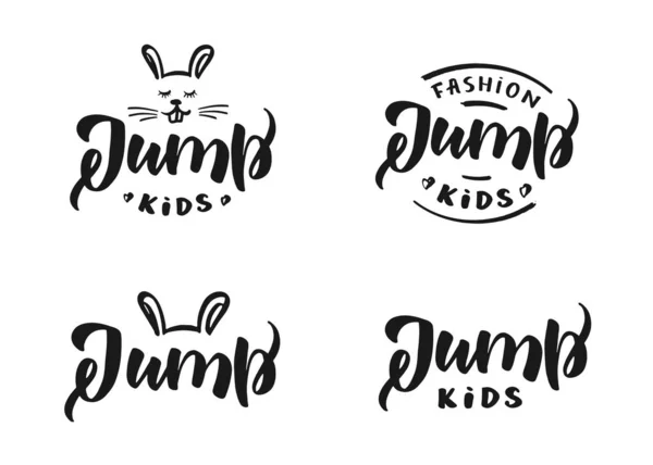 Minimalistische Kid Shop Logo Met Belettering Geïsoleerd Witte Achtergrond Vector — Stockvector
