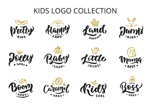 Minimalistische Kid Shop Logo Met Belettering Geïsoleerd Witte Achtergrond Vector — Stockvector