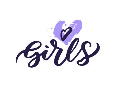 Kız kaligrafi yazı ile minimalist logosu. Vektör çizimi