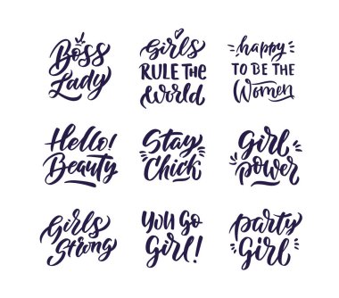 Kaligrafi tırnak ile minimalist logolar. Vektör çizimi