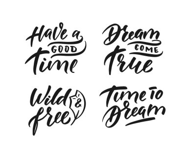 Motivasyon tırnak ile minimalist logolar. Vektör çizimi