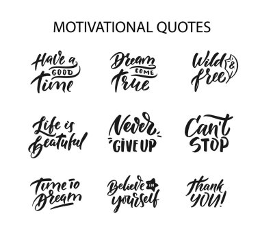 Motivasyon tırnak ile Minimalist logolar . Vektör çizimi