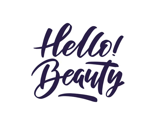 Minimalistyczne Logo Napisem Hello Beauty Kaligrafii Ilustracja Wektorowa — Wektor stockowy