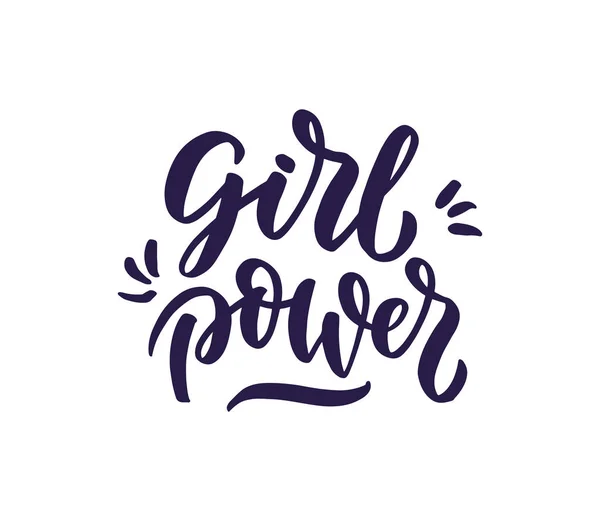 Minimalistiska Logotyp Med Girl Power Kalligrafi Bokstäver Vektor Illustration — Stock vektor