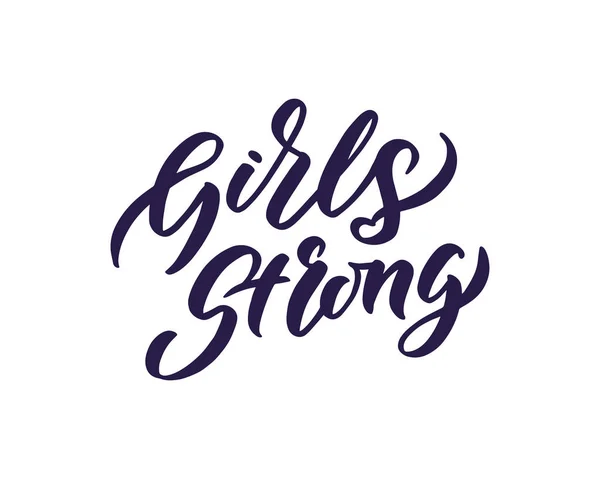 Minimalistic Logo Girls Strong Calligraphy Lettering Vector Illustration — Stock Vector
