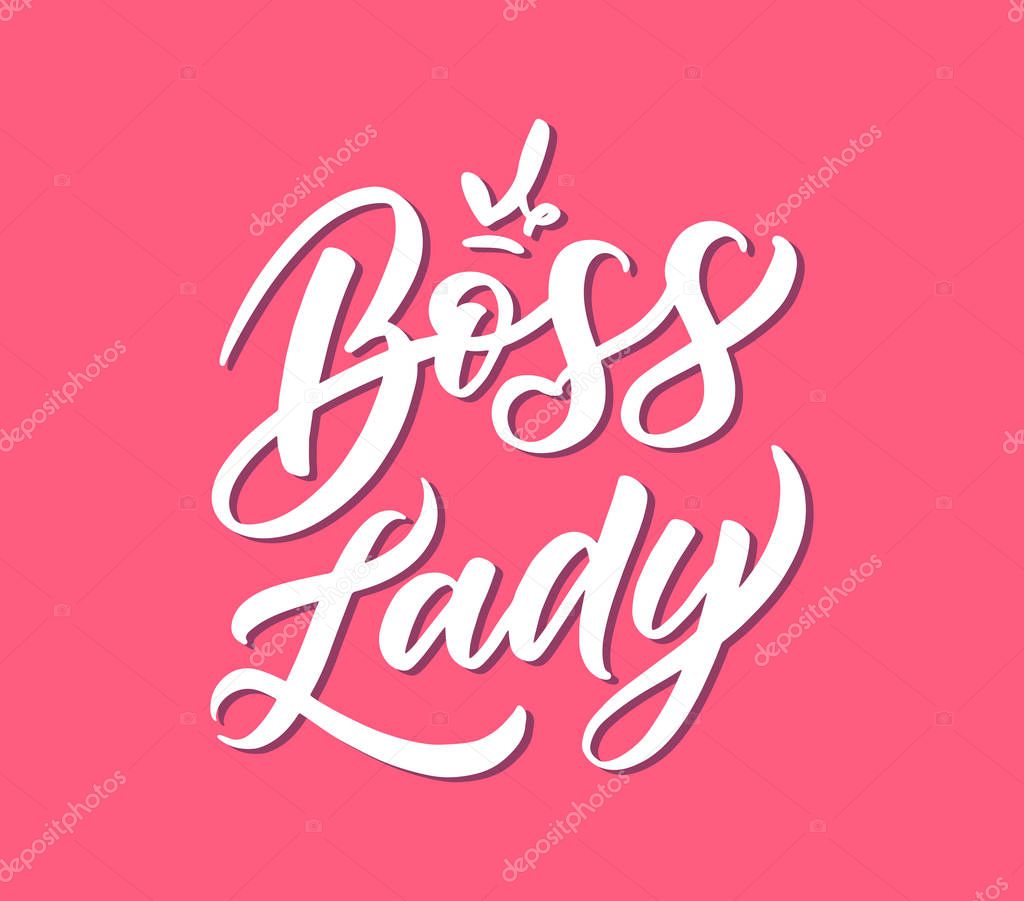 Minimalistic logo with boss lady calligraphy lettering. Vector illustration