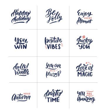 Motive edici tırnak cümlesi ile el çizilmiş harfler. Vektör çizimi