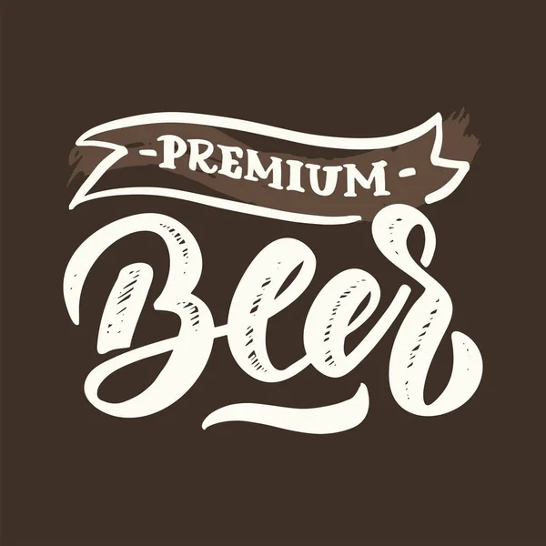 Баннер Надписью Премиум Пиво — стоковый вектор