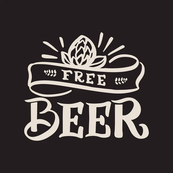 Banner Dibujado Mano Con Cerveza Libre Texto — Vector de stock