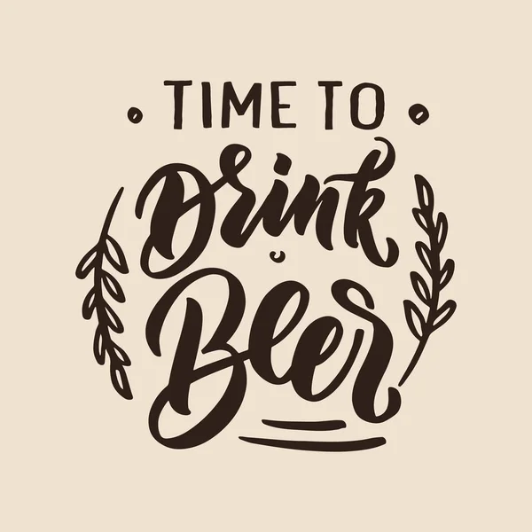 Temps Boire Bière Phrase Pour Logo Affiche Modèle Carte Postale — Image vectorielle