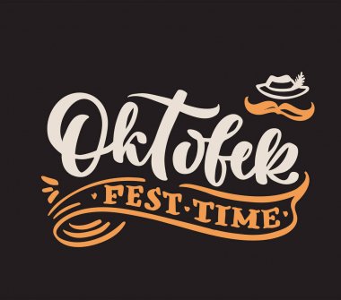 Ekim fest logosu veya posteri, şablon, kartpostal ve afiş  