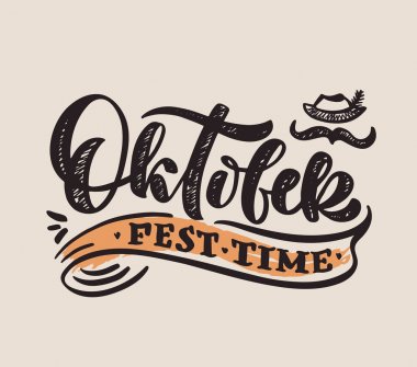 Ekim fest logosu veya posteri, şablon, kartpostal ve afiş  