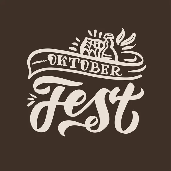 Ottobre Fest Logo Poster Modello Cartolina Banner — Vettoriale Stock