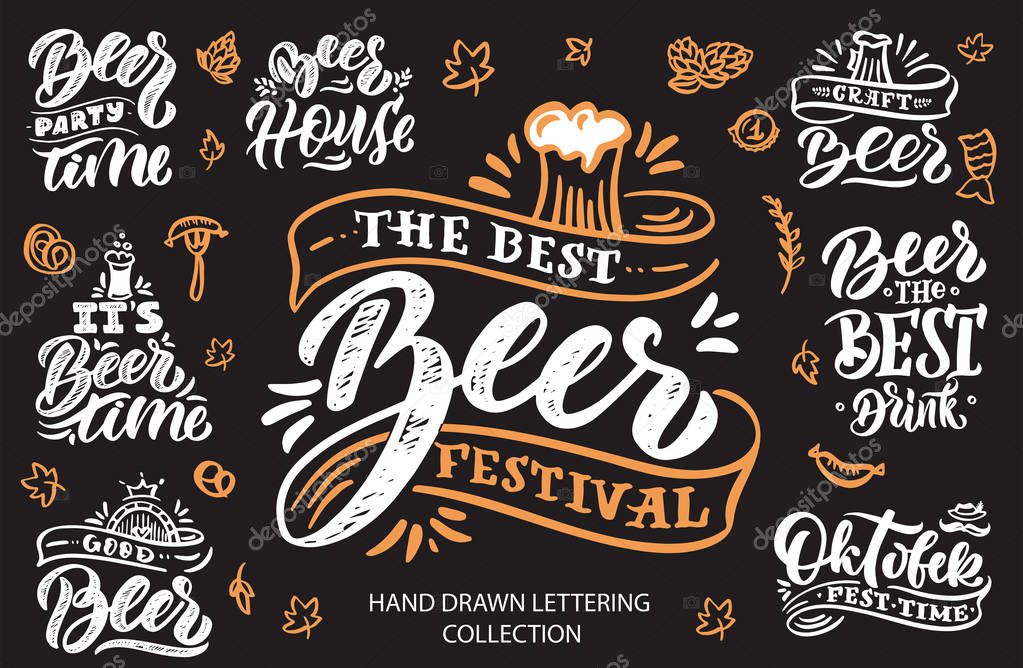 Set of October fest logos or posters, templates, postcard and banners 