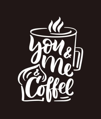 Siyah arka plan üzerinde cupcake kroki ile el çizilmiş fincan İlham verici ifade