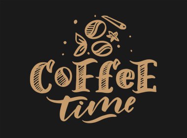 Siyah arka planda kahve ile yaratıcı kaligrafi logosu 