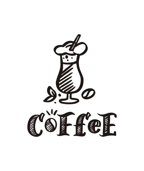 Kávé Koktél Betűkkel Elszigetelt Fehér Háttér — Stock Vector