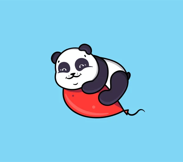 El logo Feliz Cumpleaños con panda y globo. Logotipo con animal divertido . — Archivo Imágenes Vectoriales