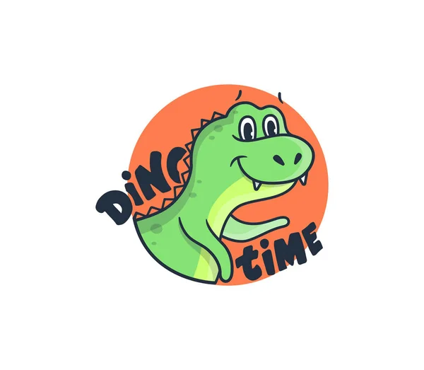 O logotipo com a frase lettering - Dino tempo. Dinossauro dos desenhos animados — Vetor de Stock