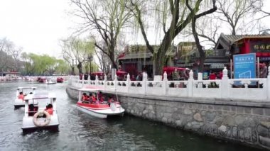  Shichahai, Pekin'de Yinding köprü ve Houhai gölü video